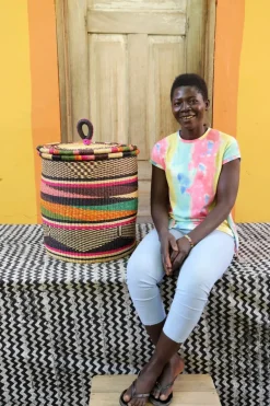 Coiled Laundry Basket with Lid (Medium) by Latifa Fuseini
