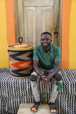 Coiled Laundry Basket with Lid (Medium) by Isaac Asanga