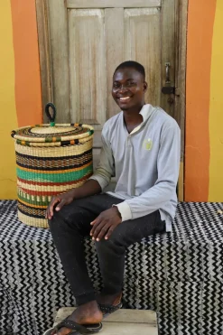 Coiled Laundry Basket with Lid (Medium) by Simon Abingya