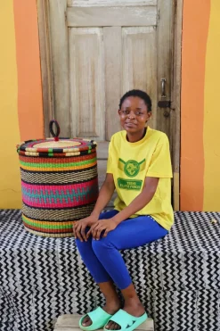 Coiled Laundry Basket with Lid (Medium) by Vida Nyaabire