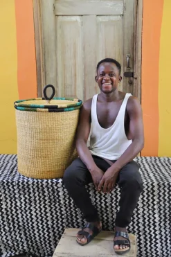 Coiled Laundry Basket with Lid (Large) by Akolgo Abraham