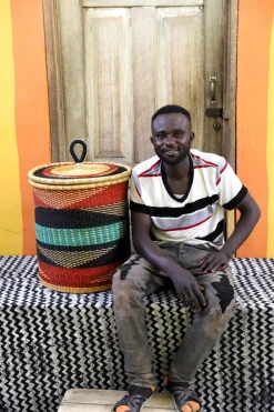 Coiled Laundry Basket with Lid (Small) by Isaac Asanga