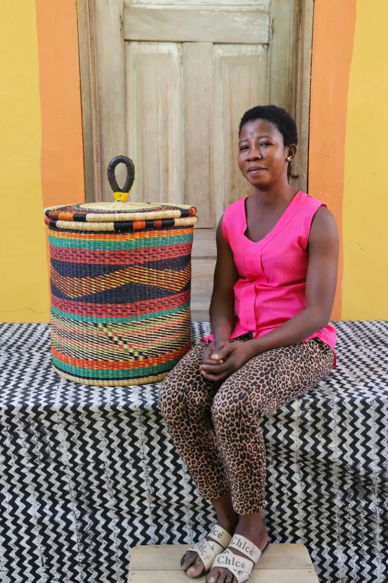Coiled Laundry Basket with Lid (Medium) by Vivian Akulembire
