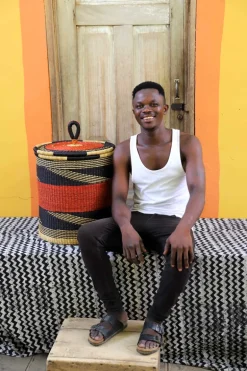 Coiled Laundry Basket with Lid (Medium) by Yakubu Nsohbillah