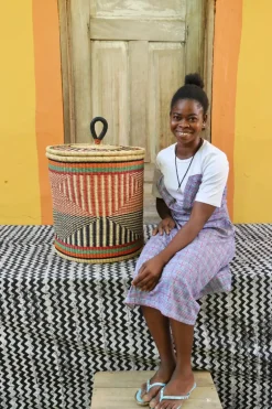 Coiled Laundry Basket with Lid (Large) by Mercy Adoliberinga