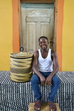 Coiled Laundry Basket with Lid (Medium) by Abraham Akolgo