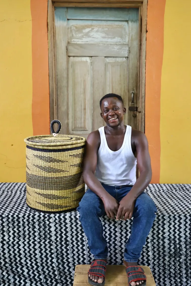 Coiled Laundry Basket with Lid (Medium) by Abraham Akolgo