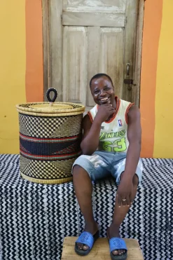 Coiled Laundry Basket with Lid (Large) by Ayimbillah Anaba