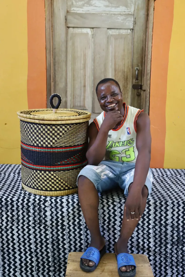 Coiled Laundry Basket with Lid (Large) by Ayimbillah Anaba