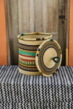 Coiled Laundry Basket with Lid (Medium) by Simon Abingya
