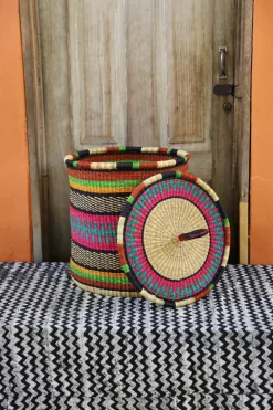 Coiled Laundry Basket with Lid (Medium) by Vida Nyaabire