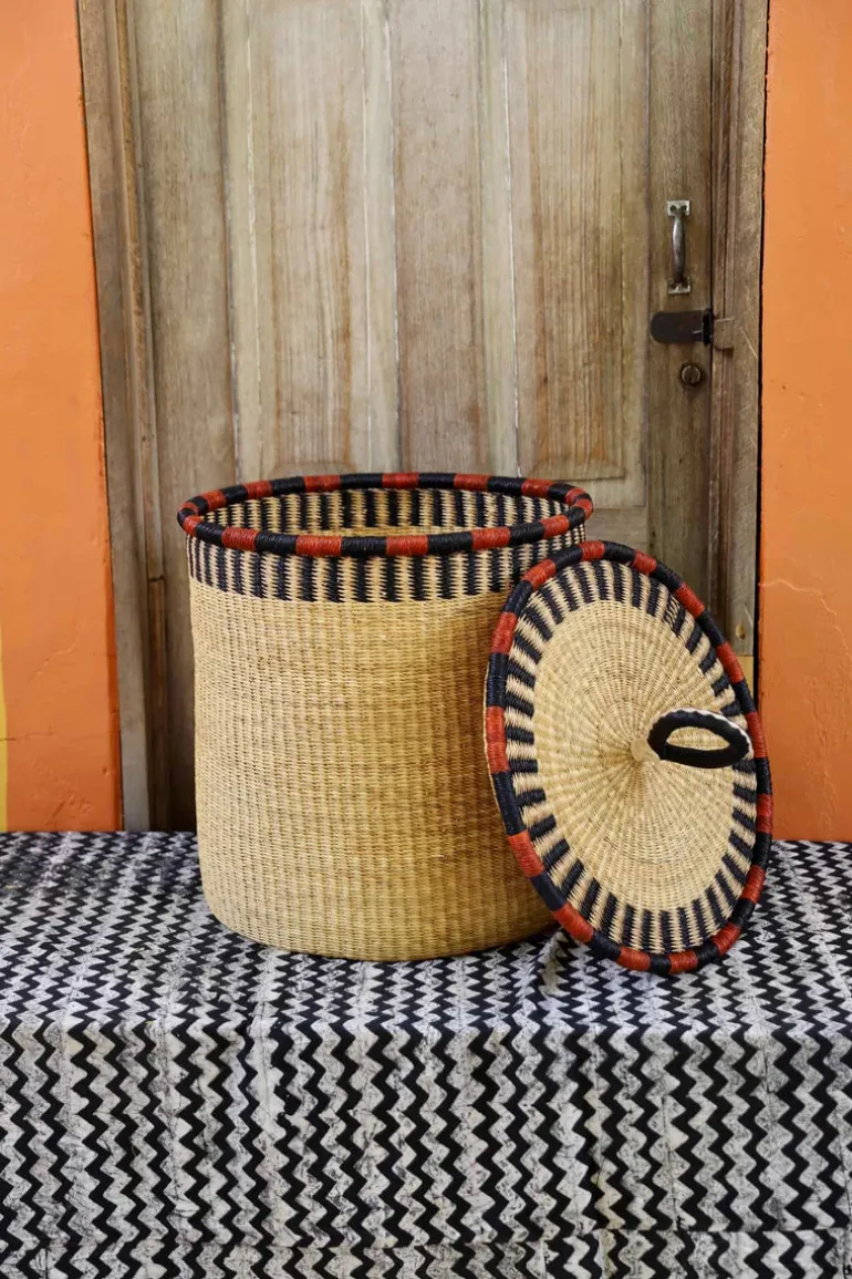 Coiled Laundry Basket with Lid (Large) by Cletus Apaweo