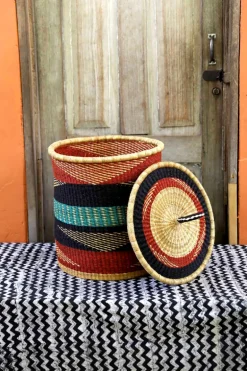 Coiled Laundry Basket with Lid (Small) by Isaac Asanga