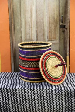 coiled Laundry Basket with Lid (Medium) by Jacob Adombire