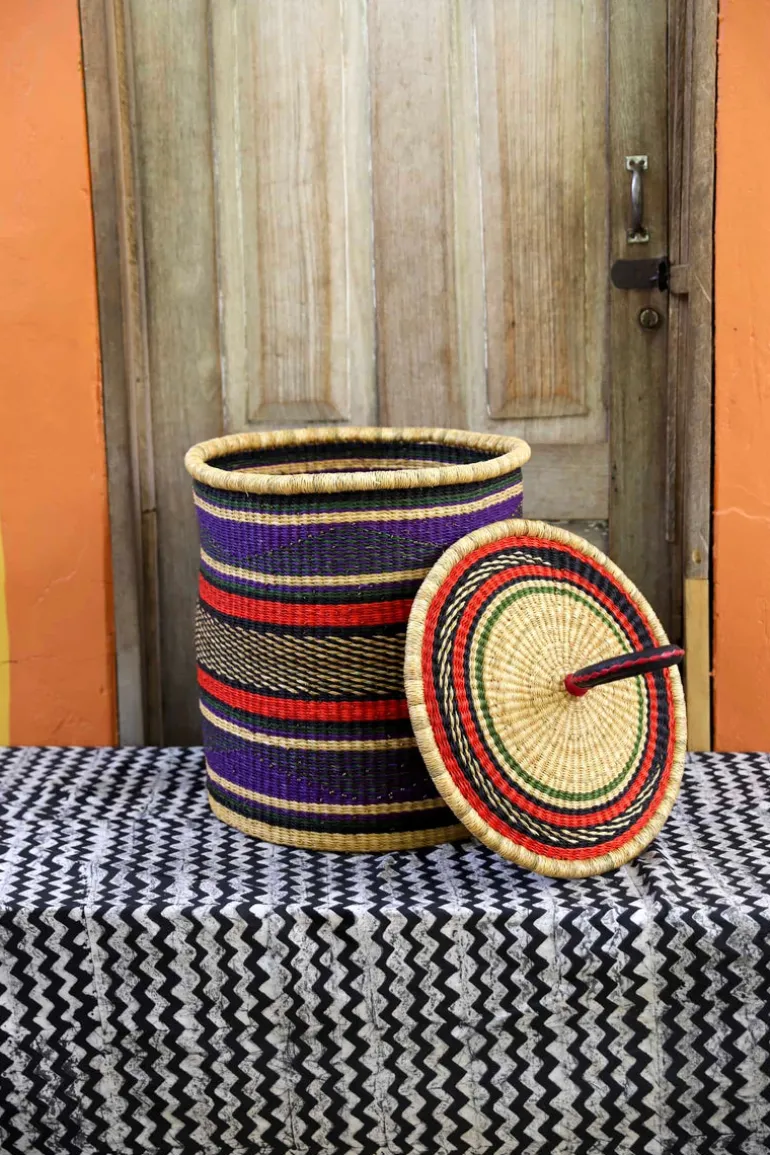 coiled Laundry Basket with Lid (Medium) by Jacob Adombire