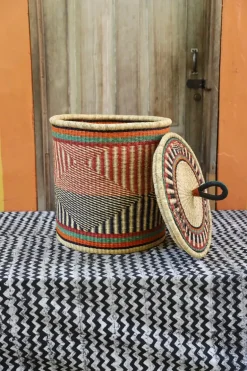 Coiled Laundry Basket with Lid (Large) by Mercy Adoliberinga