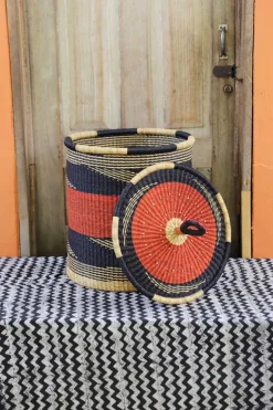 Coiled Laundry Basket with Lid (Medium) by Yakubu Nsohbillah