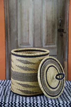 Coiled Laundry Basket with Lid (Medium) by Abraham Akolgo