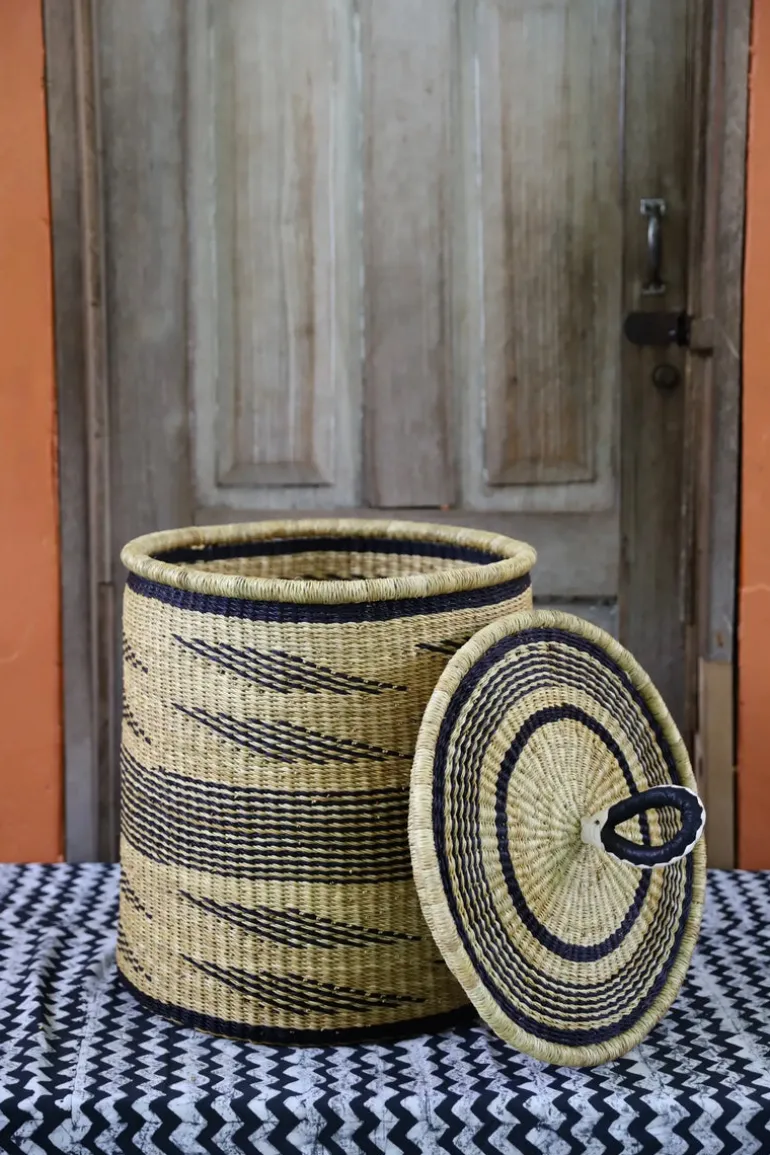 Coiled Laundry Basket with Lid (Medium) by Abraham Akolgo