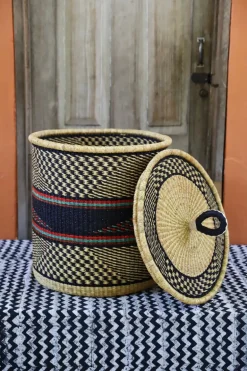 Coiled Laundry Basket with Lid (Large) by Ayimbillah Anaba