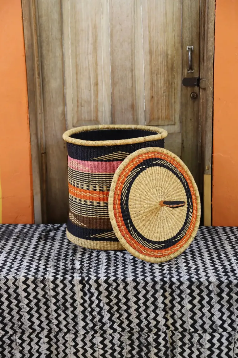 Coiled Laundry Basket with Lid (Medium) by Isaac Asanga