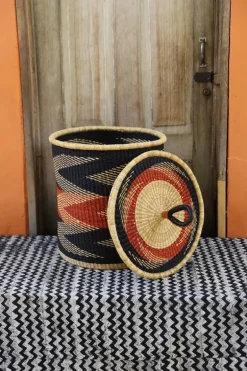 Coiled Laundry Basket with Lid (Medium) by Isaac Asanga