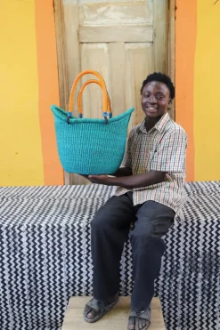 Dip Dyed Nyariga Basket (Large) by Ishmael Nsohbillah