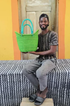 Dip Dyed Nyariga Basket (Large) by Paul Apasinore