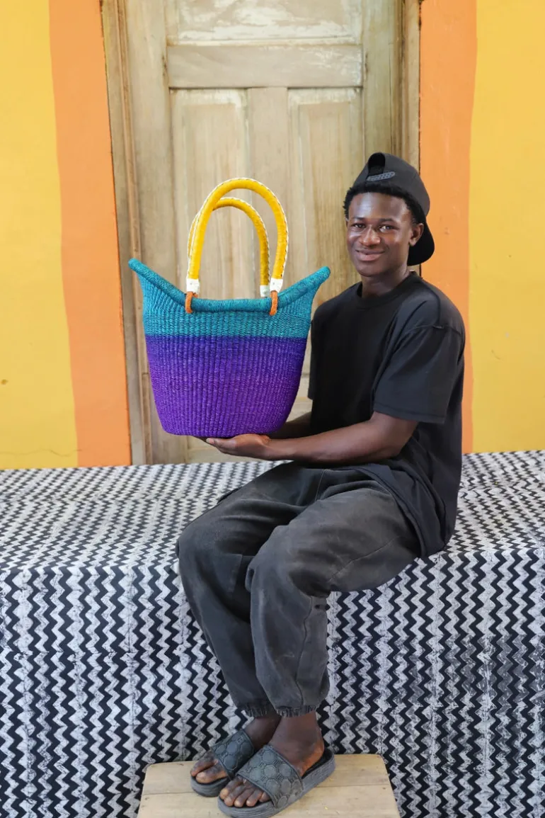 Dip Dyed Nyariga Basket (Medium) by Philemon Nsohbillah