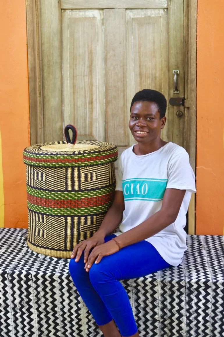 Laundry Basket with Lid (Medium) by Rahinatu Akelsiyine