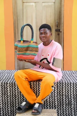 Stay Flow Woven Handbag (Small) by James Ayingasum