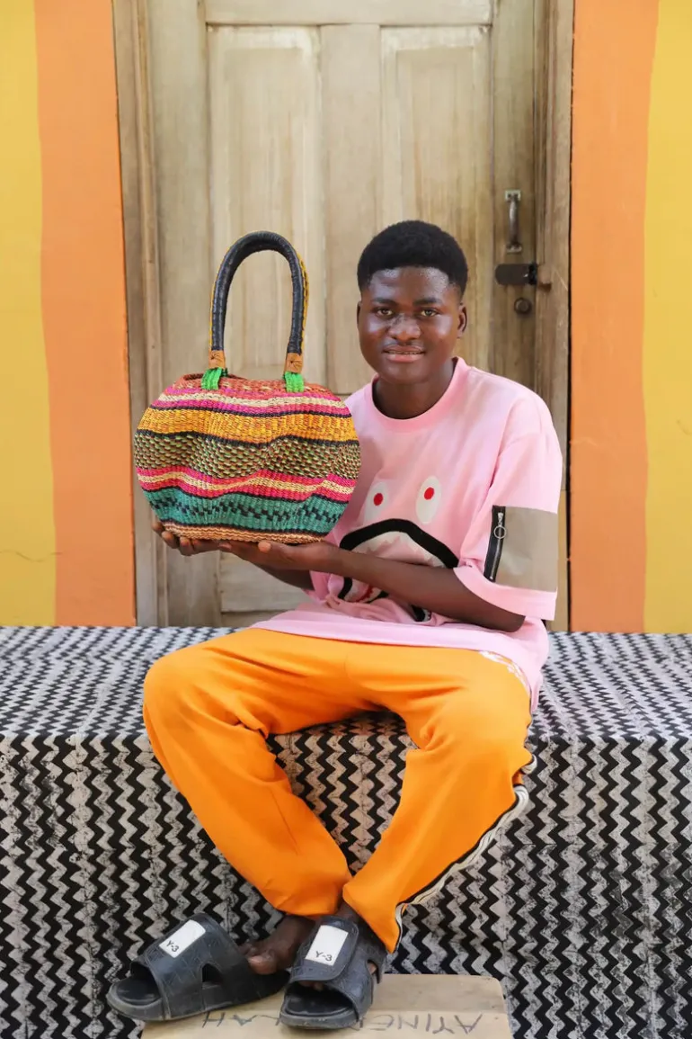 Stay Flow Woven Handbag (Small) by James Ayingasum
